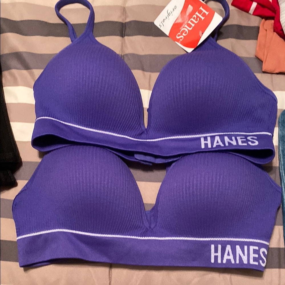 2 Hanes Purple Wireless T-Shirt Bras